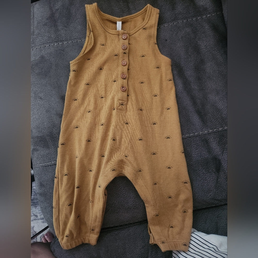 Mustard Yellow Baby Romper with Button Detail